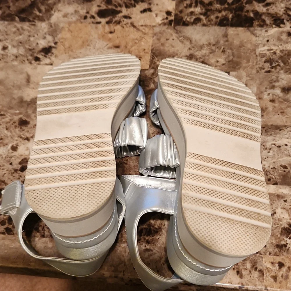Naked Feet Metallic Silver Platform Sandals